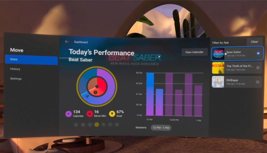 Move le nouveau service de suivi d'activité de l'Oculus quest