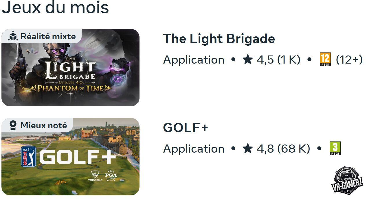 Les jeux Meta Quest + du mois de mars 2025 : The light Brigade et Golf +